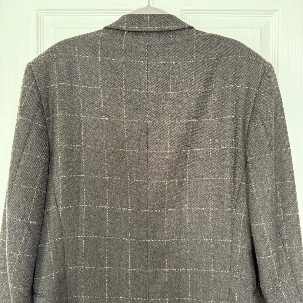 Neiman Marcus Designer Collection 100%Wool Windowpane Sportscoat Blazer 42R